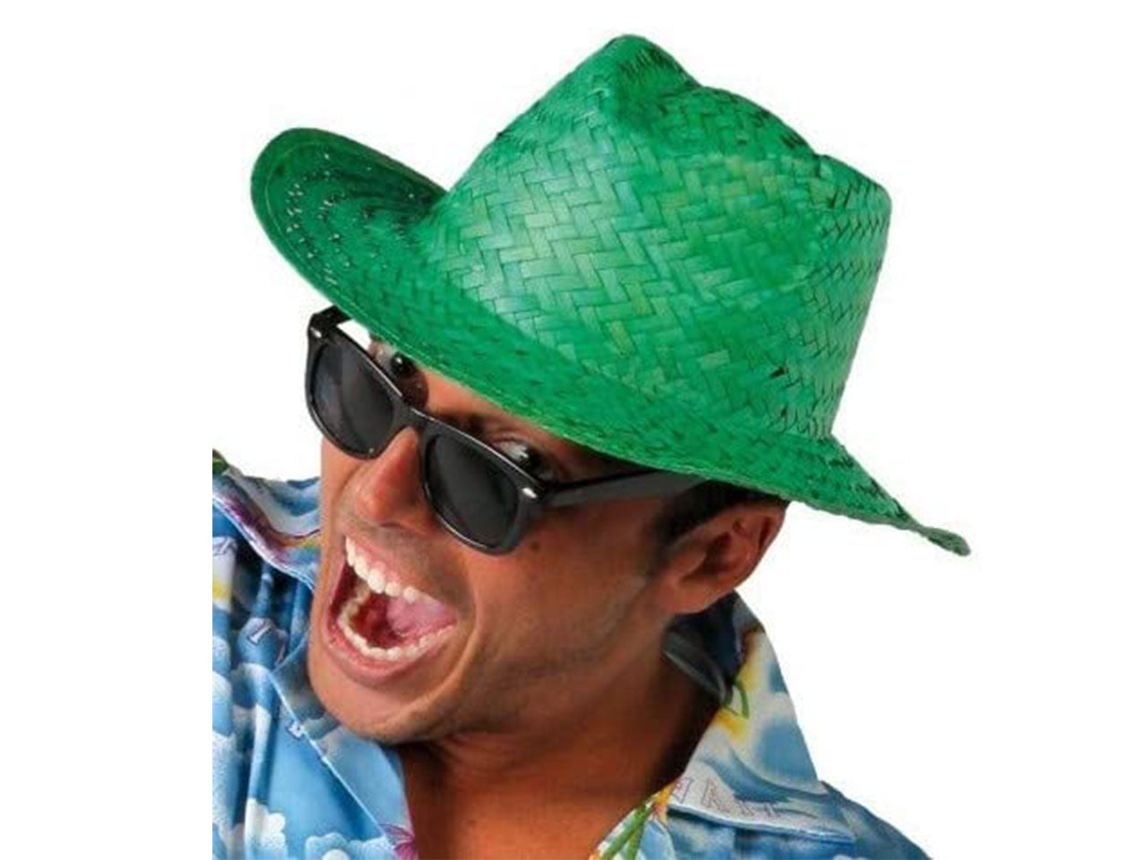 Cappello di paglia modello panama paglietta colore verde