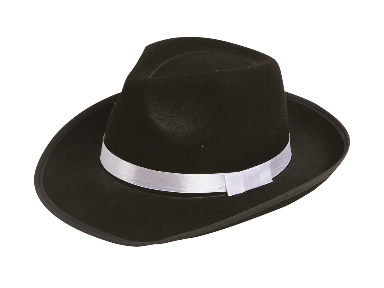 Cappello da ganster nero con nastro bianco