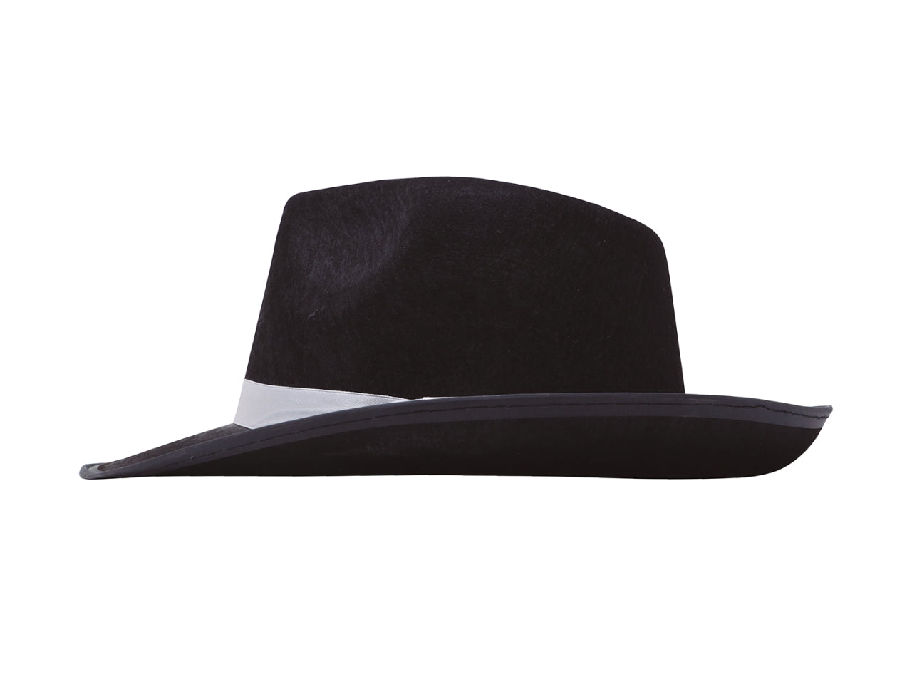 Cappello da ganster nero con nastro bianco
