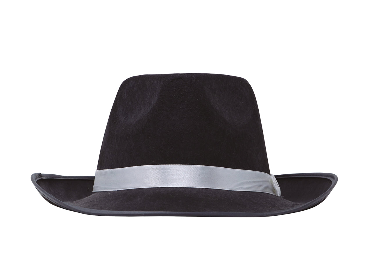 Cappello da ganster nero con nastro bianco