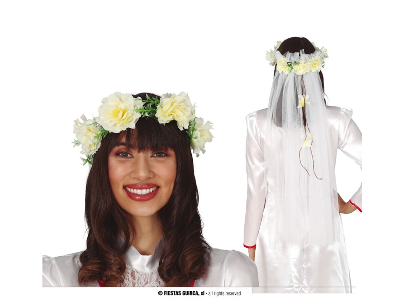 Tiara con fiori e velo