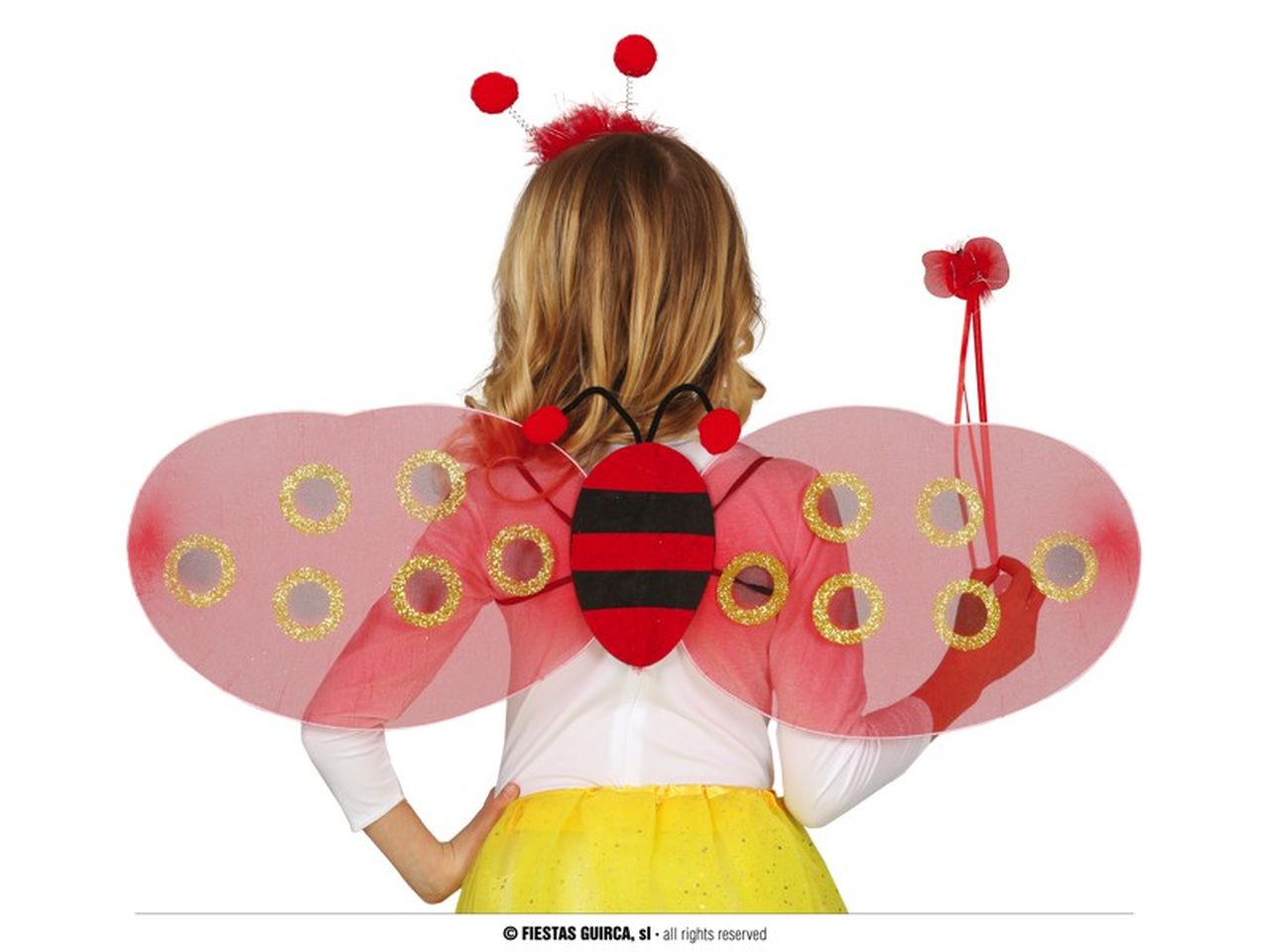 Ali da coccinella 78x26cm con cerchietto per antenne e bacchetta