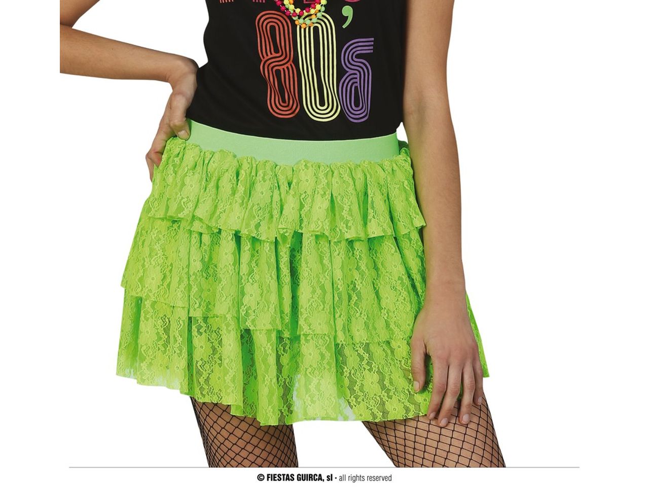 Gonna anni 80 colore verde neon