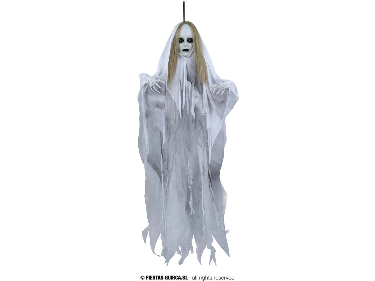 Donna fantasma appesa 100cm con luce, suono e movimento