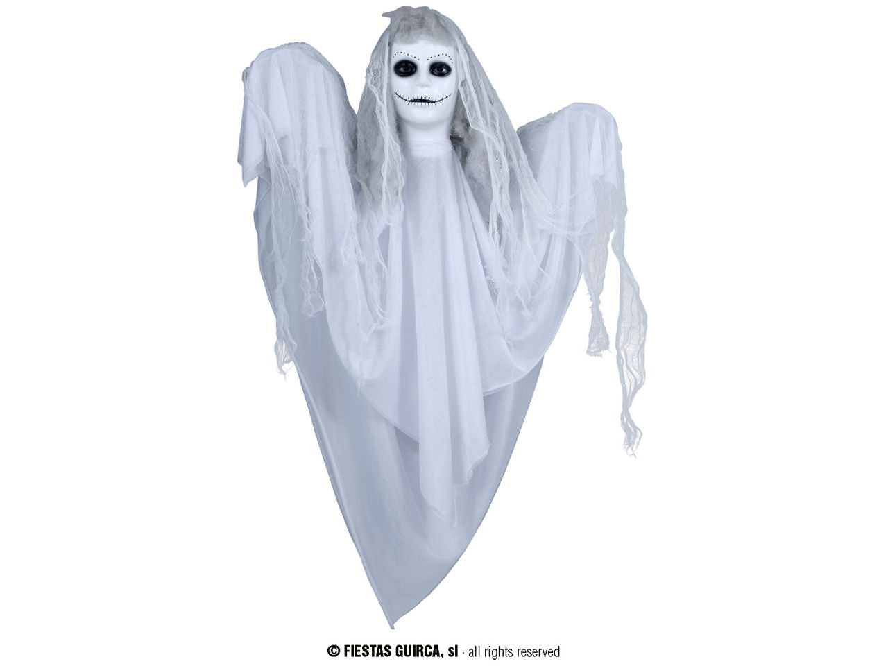Scheletro fantasma sospeso 120cm con luci e suoni