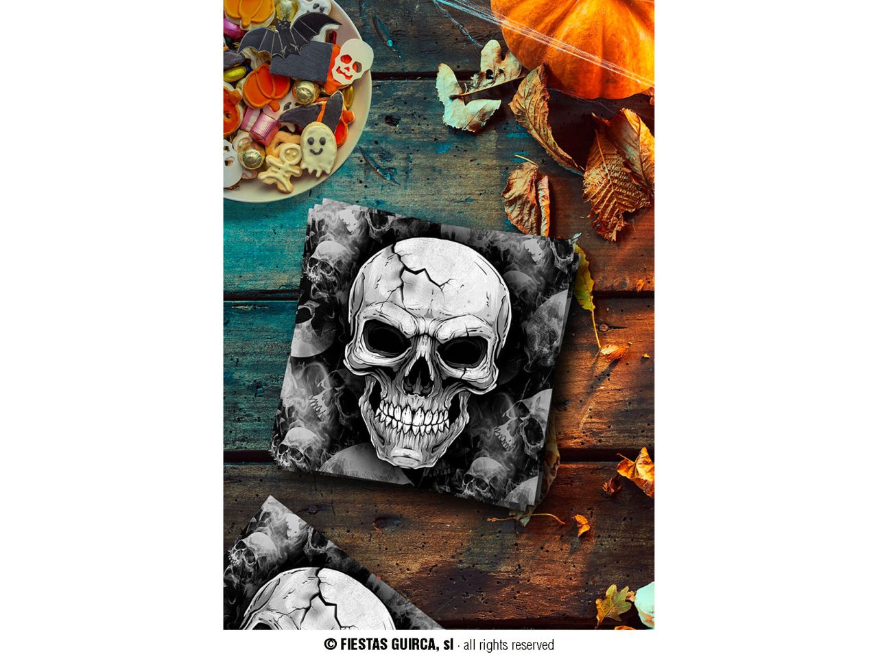 Tovagliolo 33x33cm con decoro teschio - la confezione comprende 12 pezzi