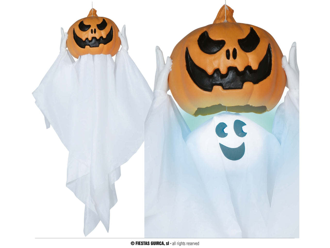 Ciondolo fantasma con zucca, luce, suono e movimento