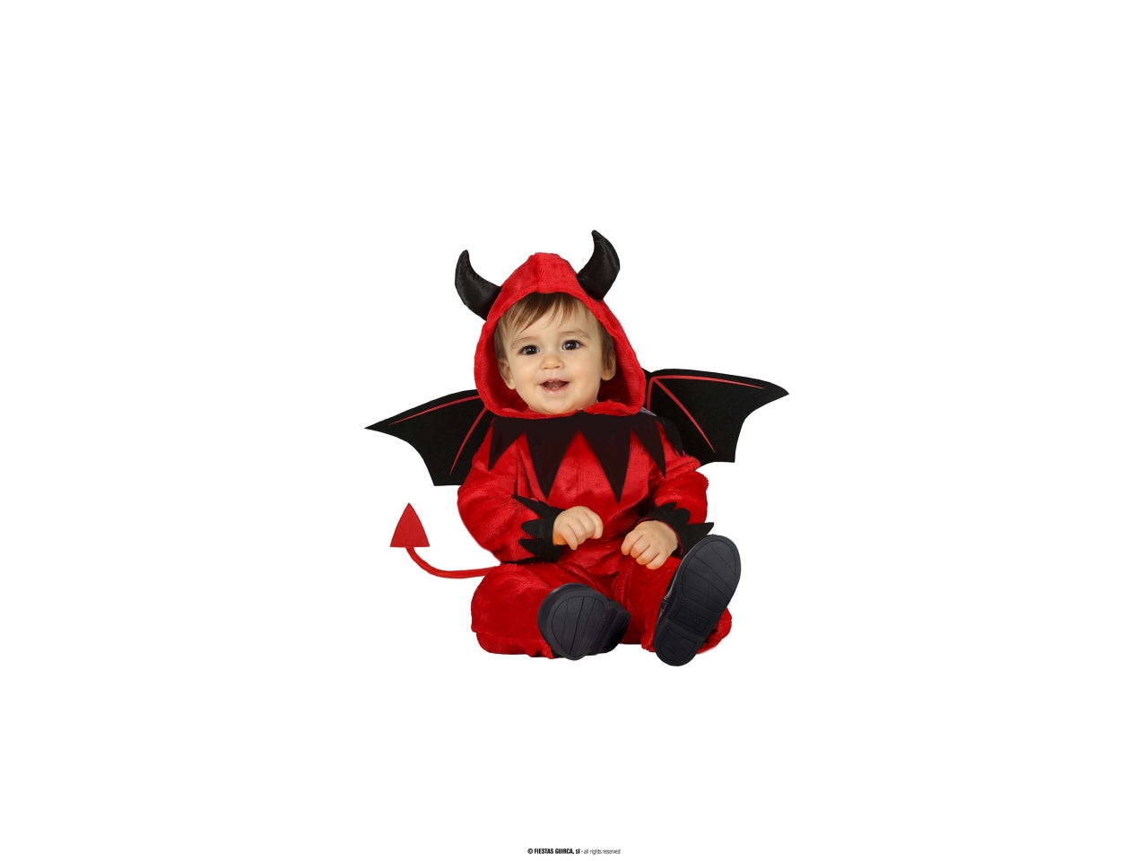 Costume bambino diavoletto 18/24 mesi tuta con cappuccio ali e coda - Fiestas Guirca