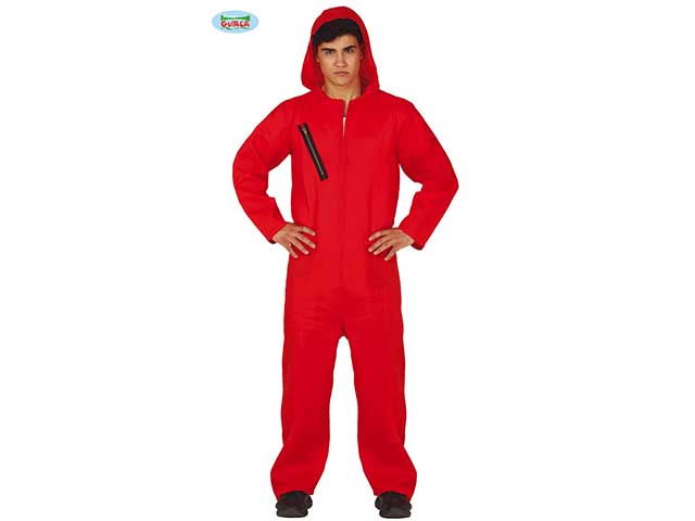 Costume da condannato con cappuccio rosso da adulto taglia l 52-54