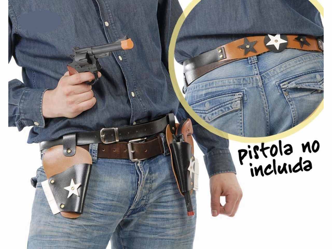 Cinturone per pistole con fondina doppia in similpelle marrone nero