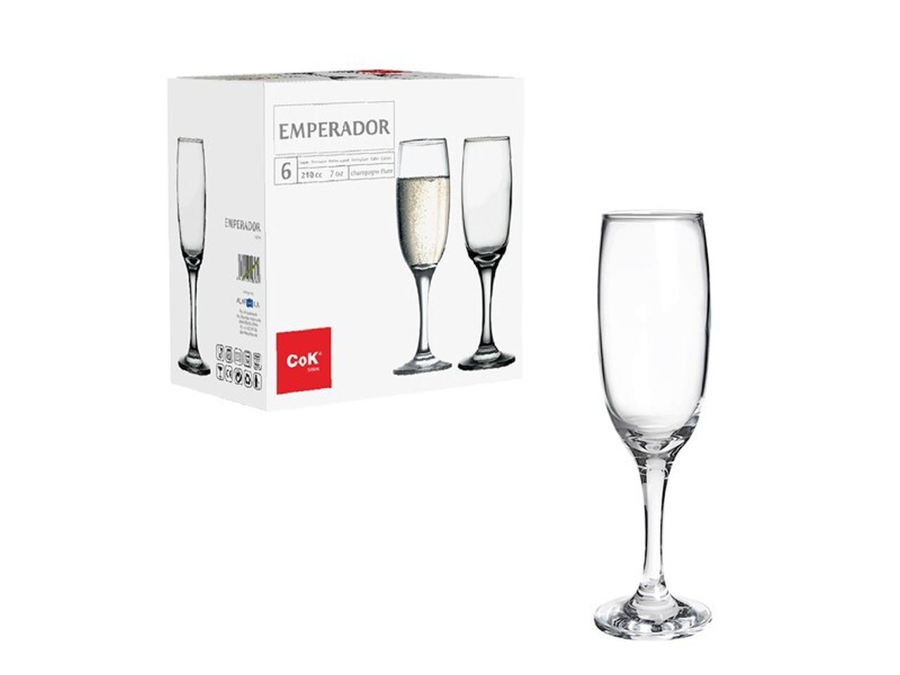 Calici emperador da champagne 21,5cl set da 6