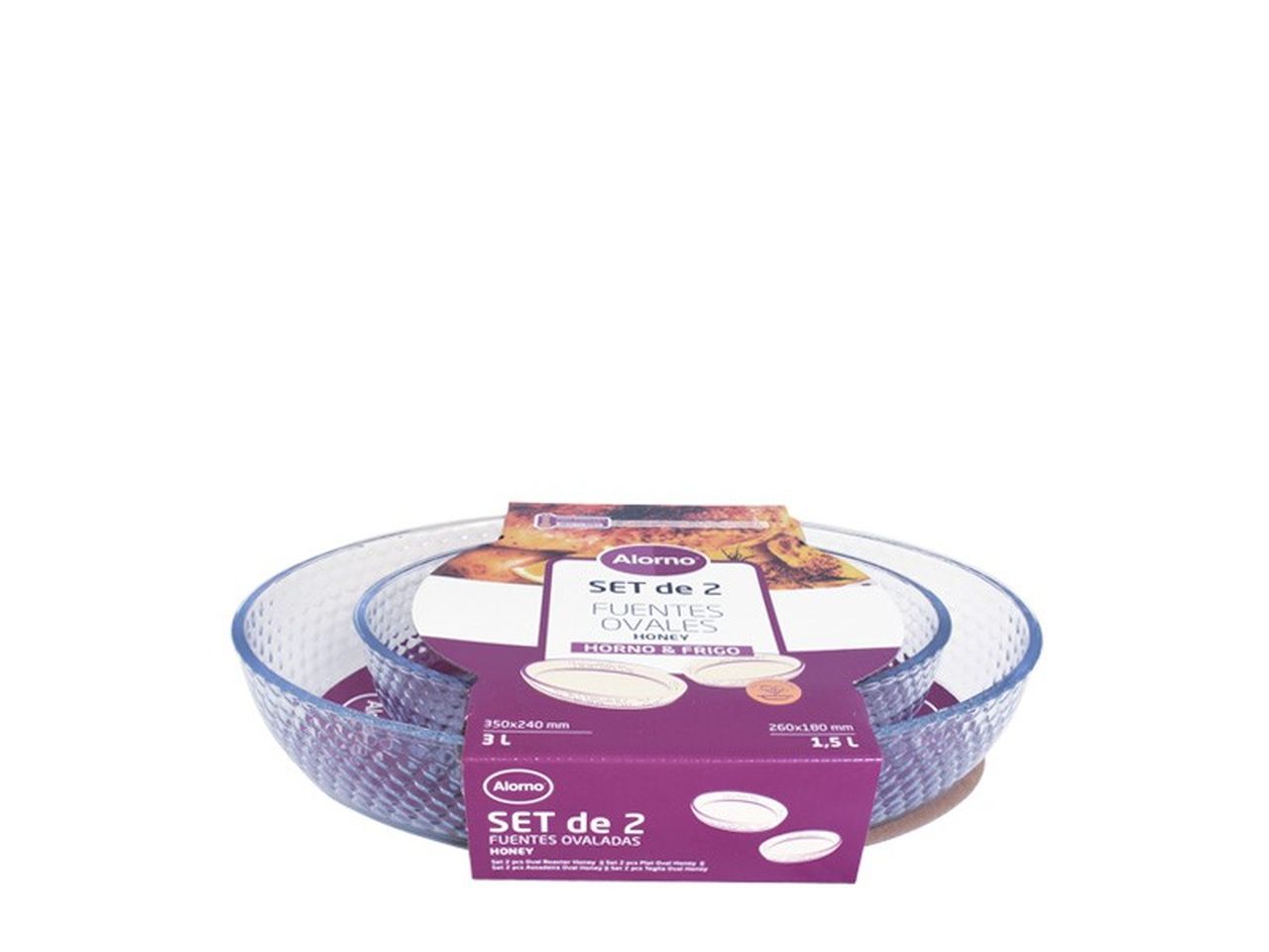 Alorno set da 2 teglie ovali honey 3,2 e 1,5l