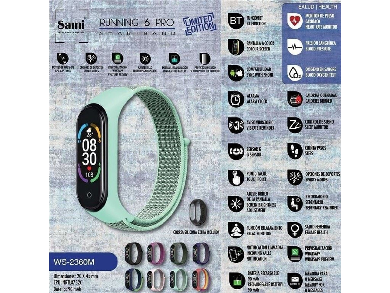 Orologio sami smartband running 6 pro multifunzione misura 20x45mm edizione limitata $
