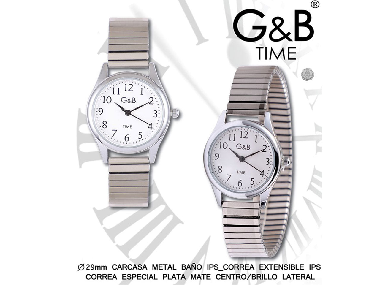 Orologio gb da donna d.29mm con cinturino estensibile in metallo colore metallo opaco