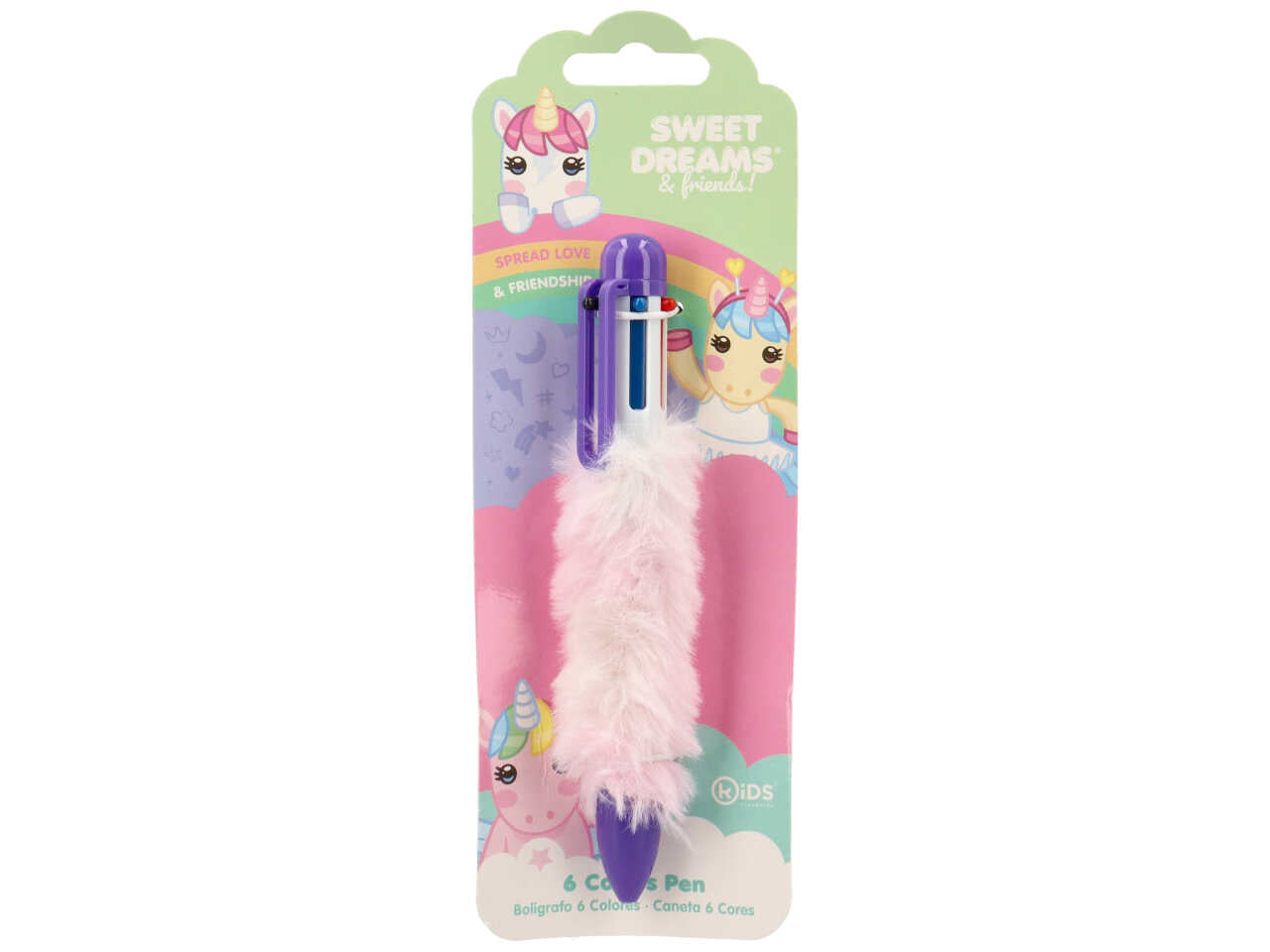 Sweet dreams & friends penna a 6 colori con impugnatura ricoperta di pellicciotto
