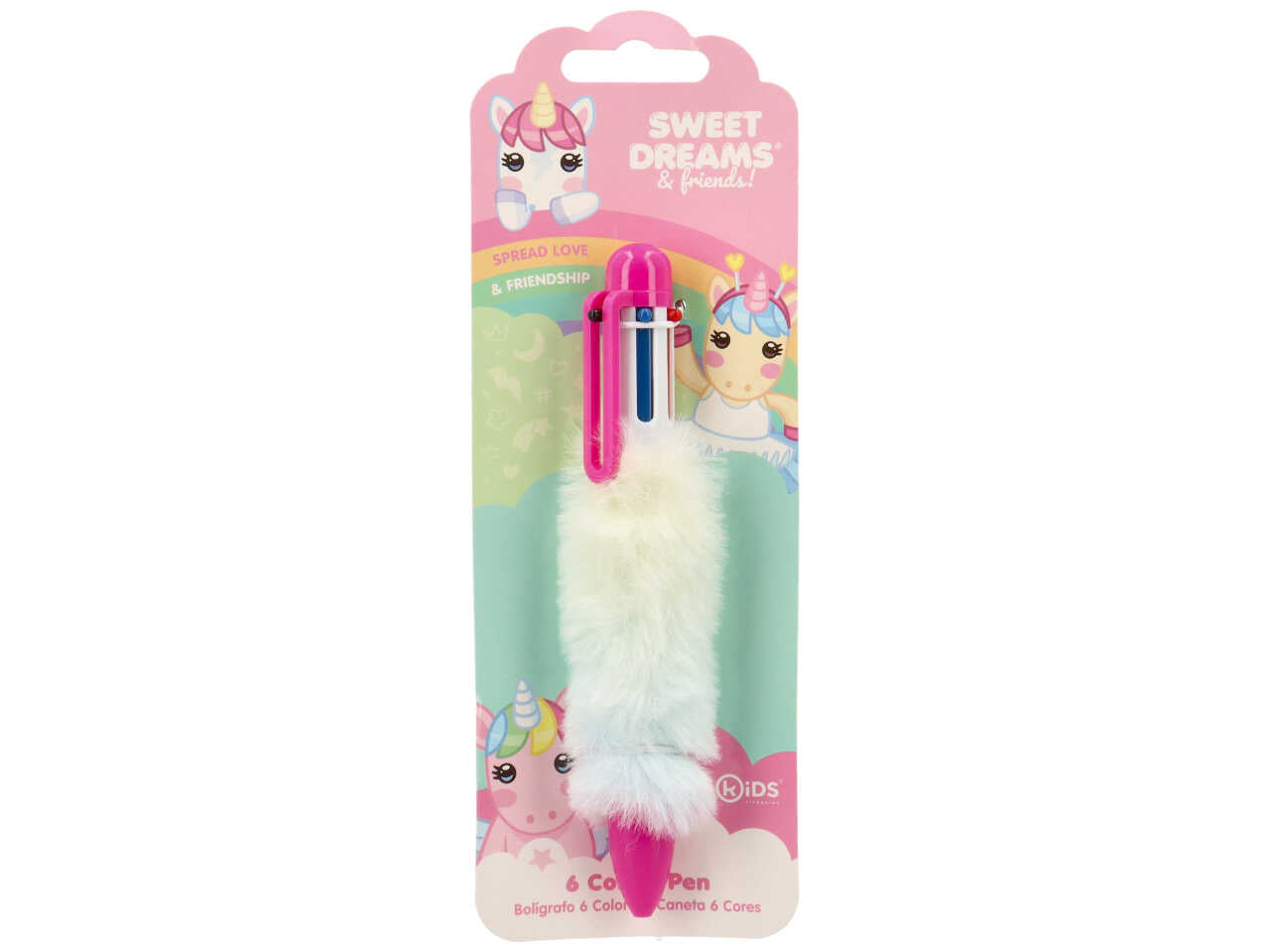 Sweet dreams & friends penna a 6 colori con impugnatura ricoperta di pellicciotto