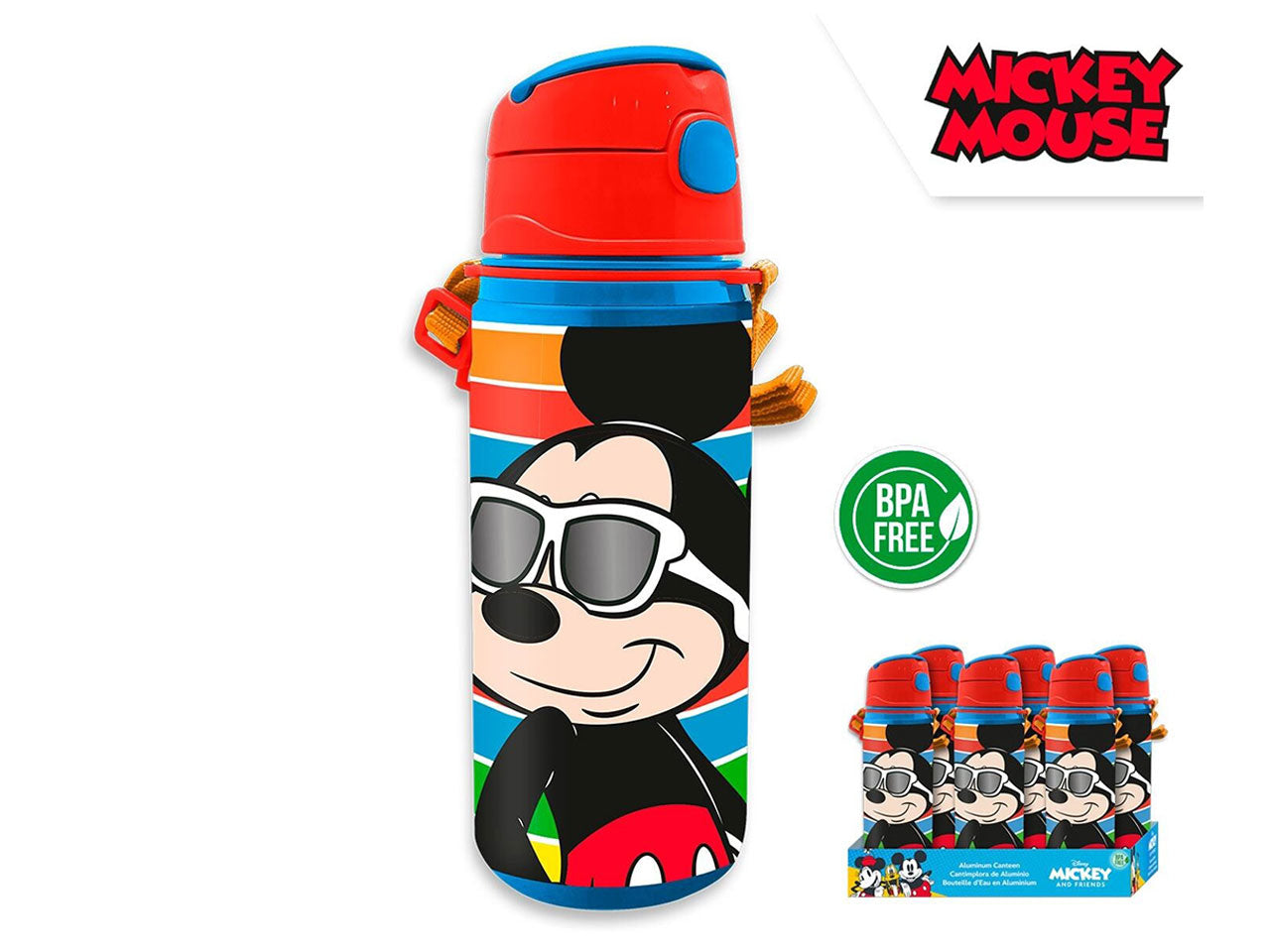 Borraccia Topolino in alluminio da 600ml per bambini 7x22,5 cm
