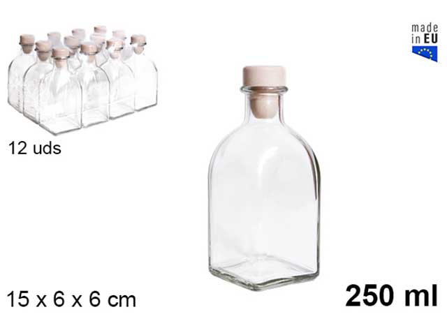 Bottiglia vetro c/tappo plastica 250ml 107537