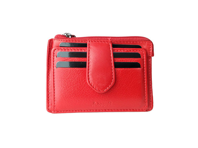 Portacarte uomo adapell con tasche assortite, scompartimento per monete e cerniera rosso
