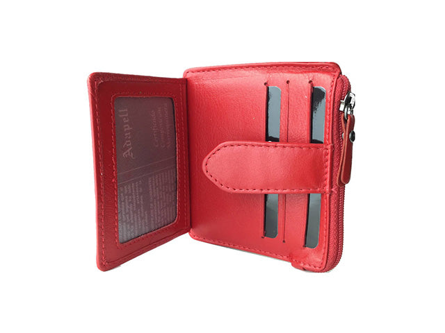 Portacarte uomo adapell con tasche assortite, scompartimento per monete e cerniera rosso