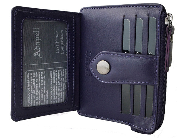 Portacarte adapell con tasche assortite, scompartimento per monete e cerniera lilla