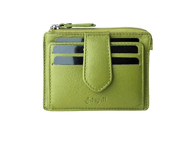 Portacarte adapell con tasche assortite, scompartimento per monete e cerniera verde chiaro