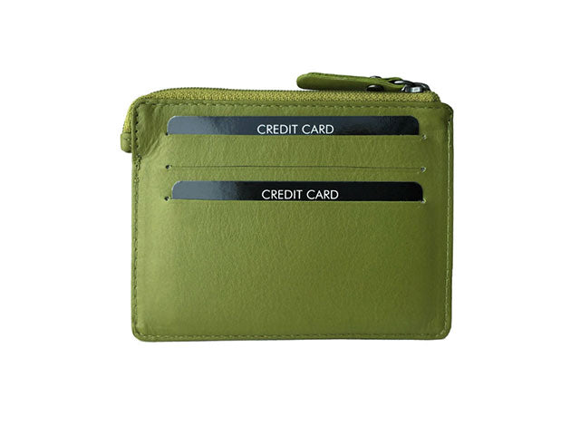 Portacarte adapell con tasche assortite, scompartimento per monete e cerniera verde chiaro