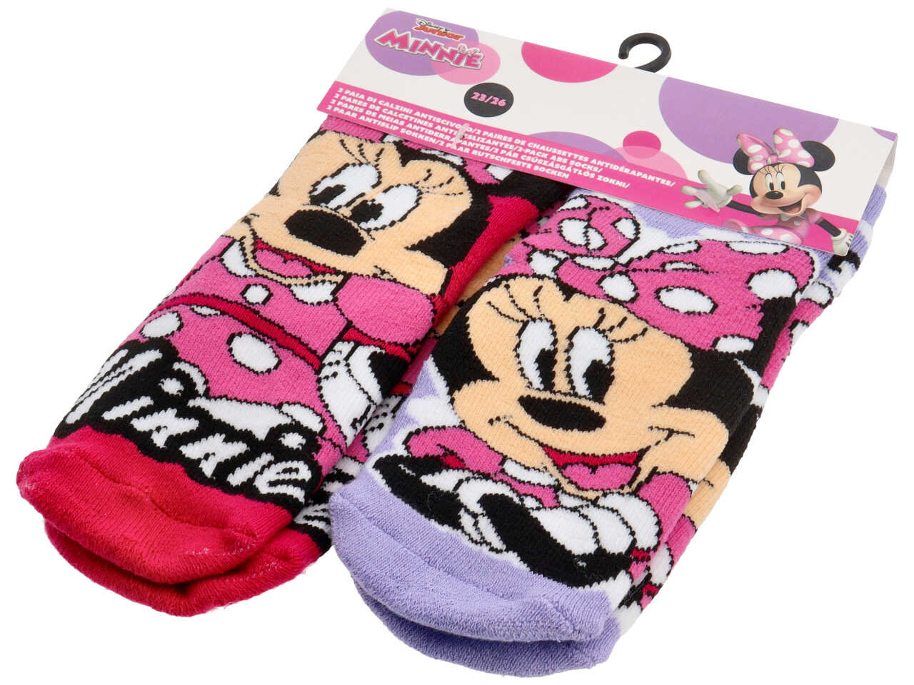 Calzini di minnie antiscivolo bi pack taglia 23/34