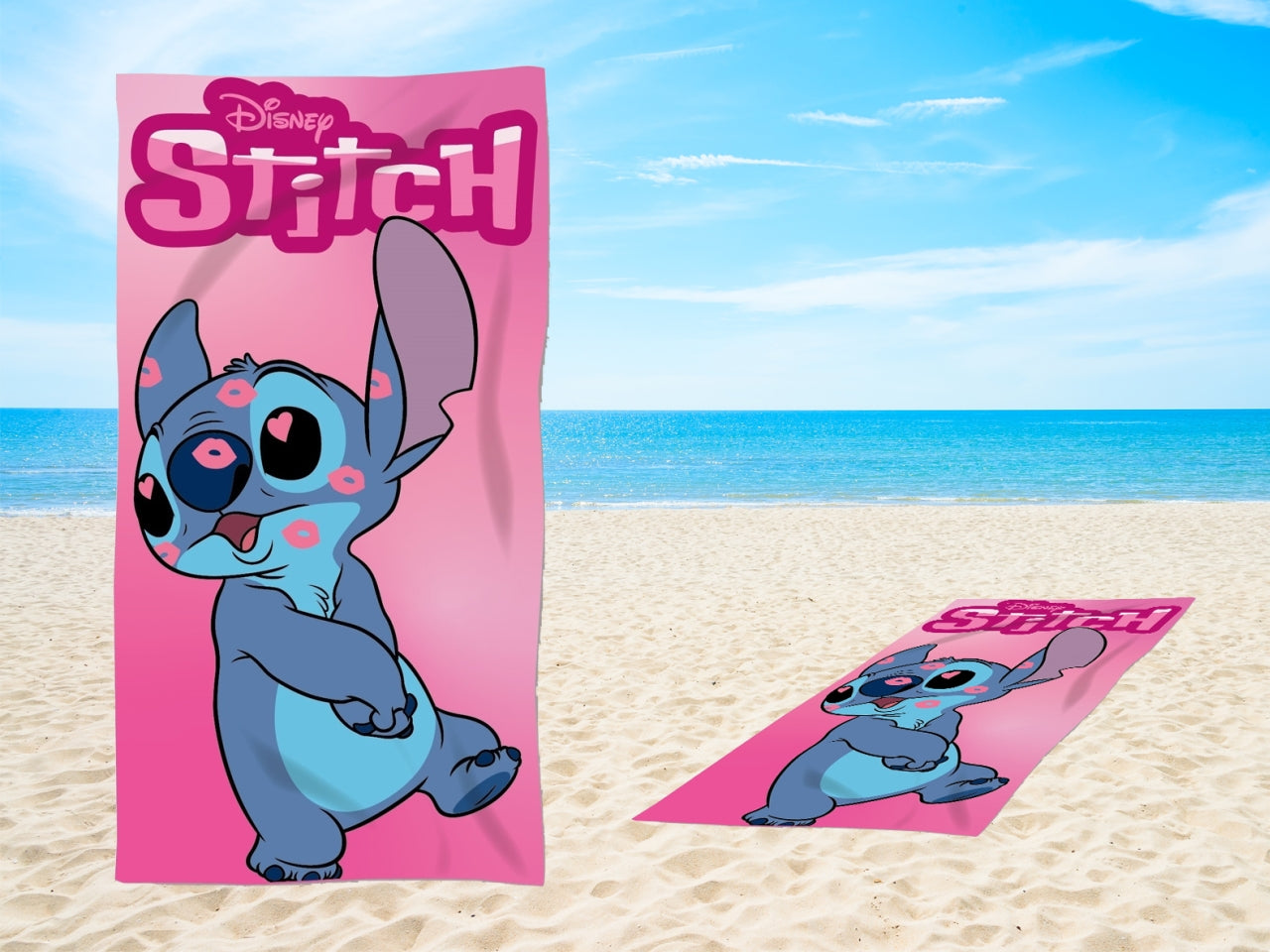 Stitch telo mare microfibra bambina rosa 70x140 cm - Real Trade