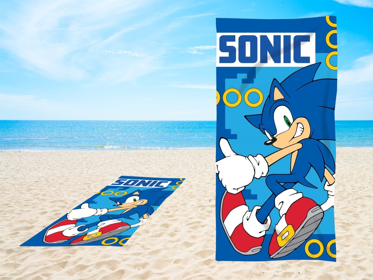 Sonic telo mare microfibra bambino blu 70x140 cm - Real Trade