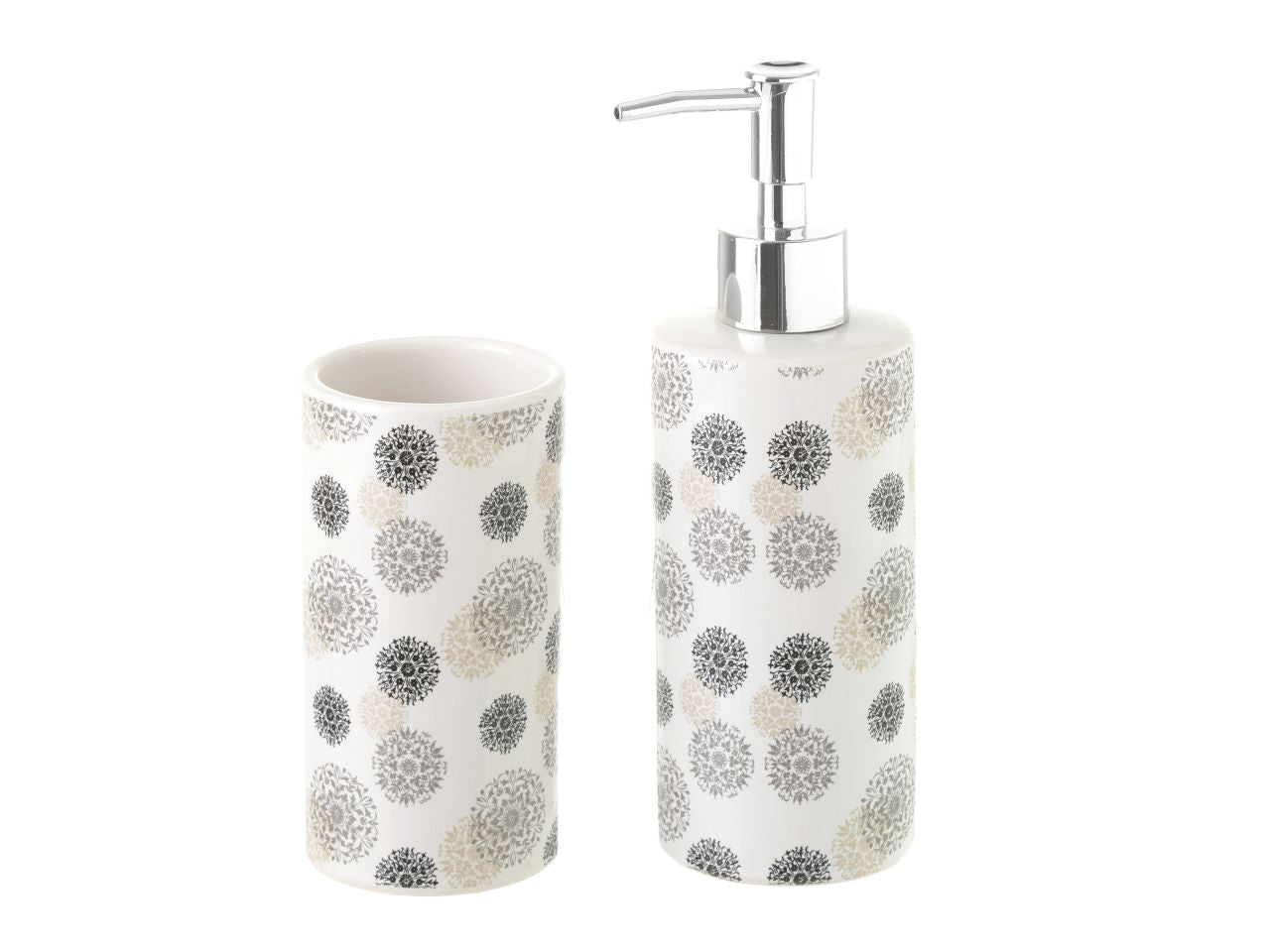 Portaspazzolino e dispencer bagno air in ceramica misura 6,50x6,50x19cm