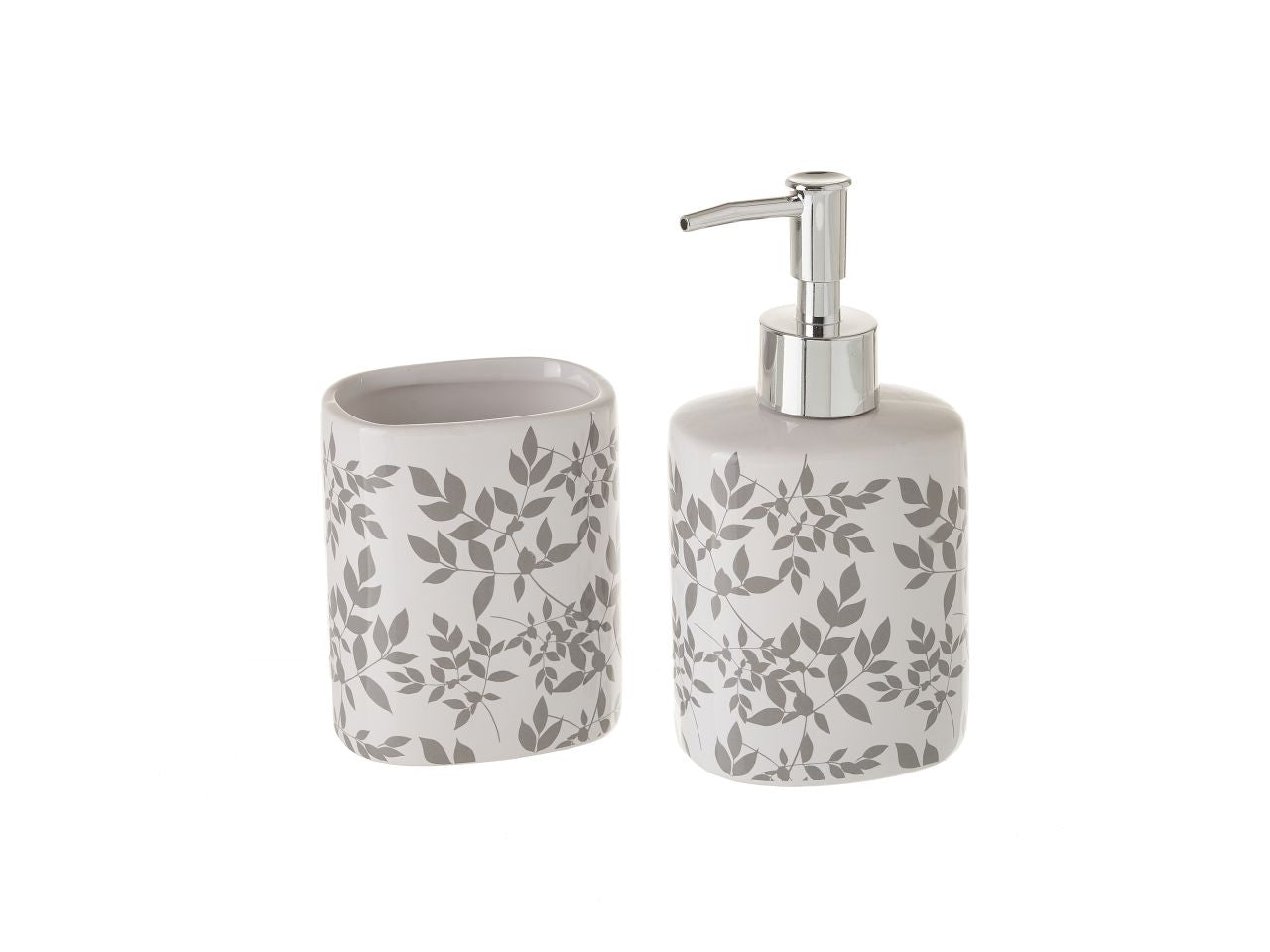 Portaspazzolino e dispencer bagno linda in ceramica misura 8x6x16cm