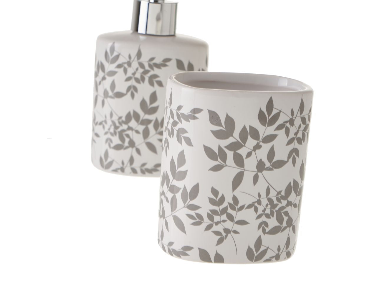 Portaspazzolino e dispencer bagno linda in ceramica misura 8x6x16cm