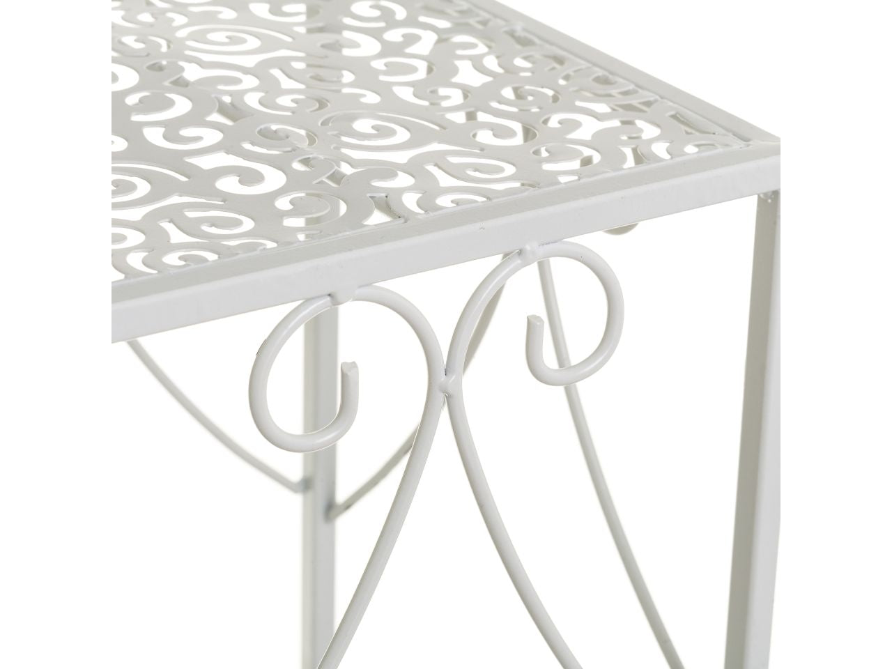 Tavolini colore bianco in metallo misure 28x28x65cm / 23x23x58cm / 18x18x51cm - la confezione comprende 3 tavolini