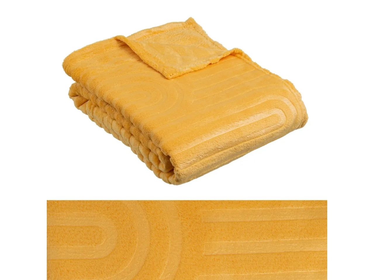 Coperta di flanella con rilievo in poliestere colore ocra misura 130x160cm uia