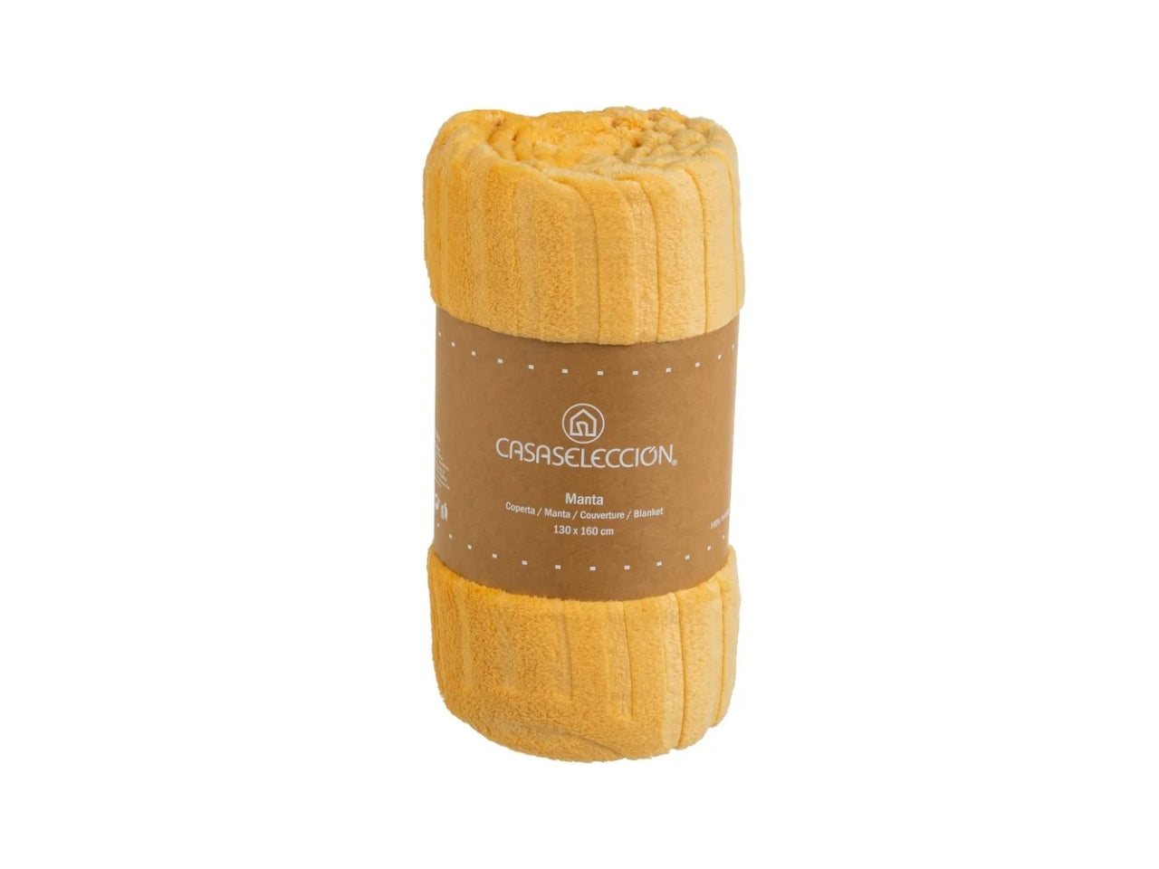 Coperta di flanella con rilievo in poliestere colore ocra misura 130x160cm uia