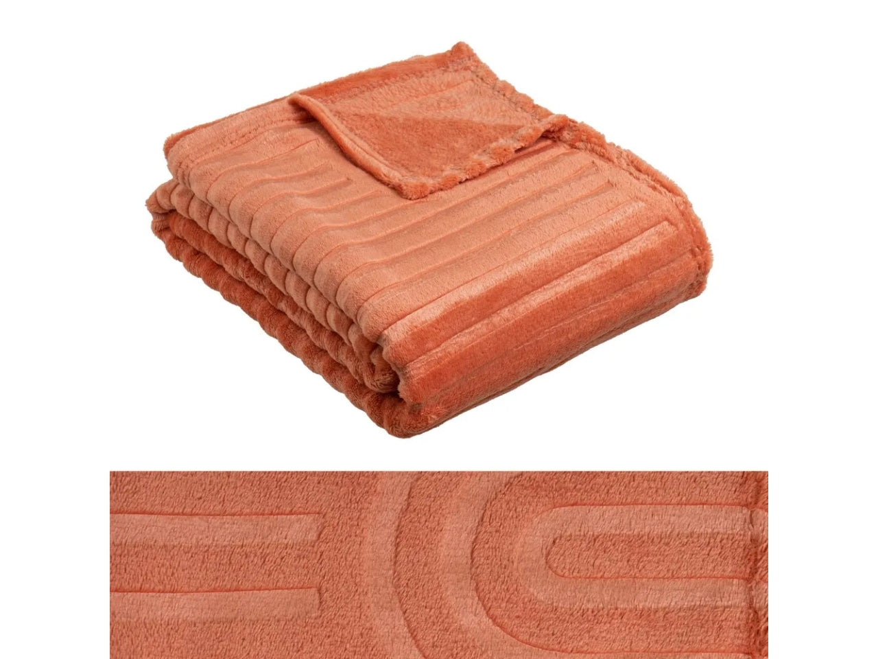 Coperta di flanella con rilievo colore terracotta misura 130x160cm uia