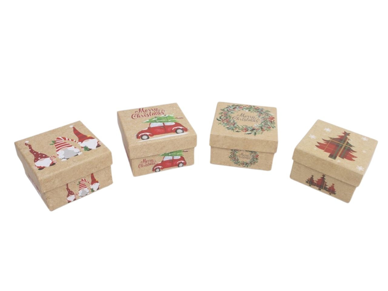 Scatola regalo con soggetti natalizi 9,5x9,5cm-disponibile in 4 assortimenti
