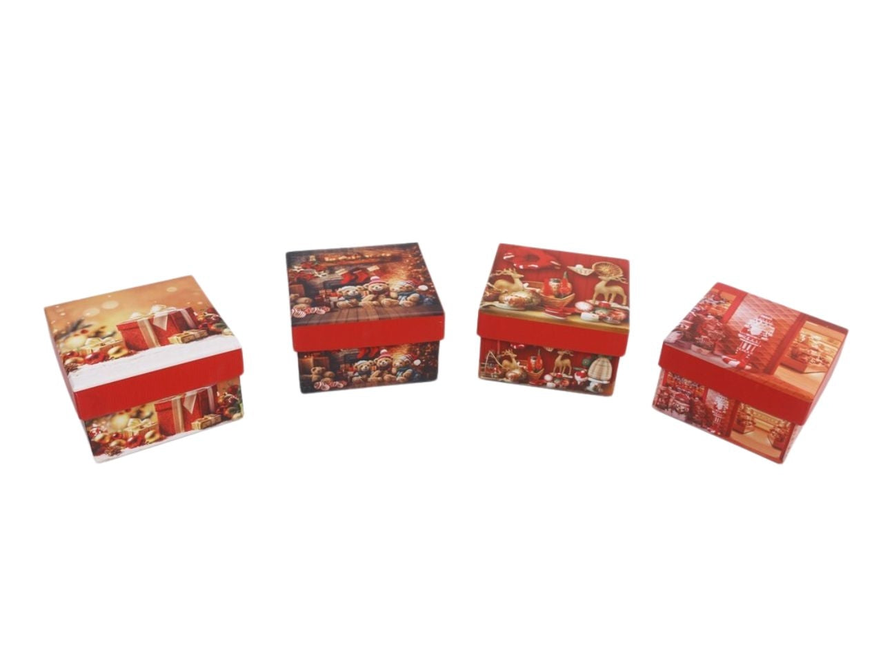 Scatola regalo natalizia 9,5x9,5cm-disponibile in 4 assortimenti