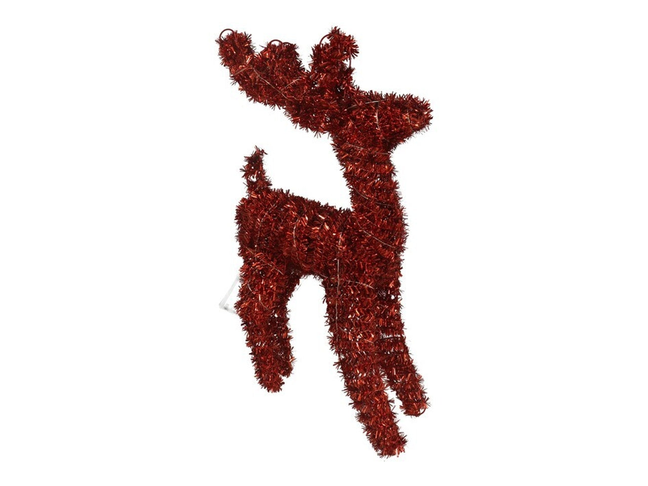 Renna natalizia in metallo con 100 led 55cm rosso