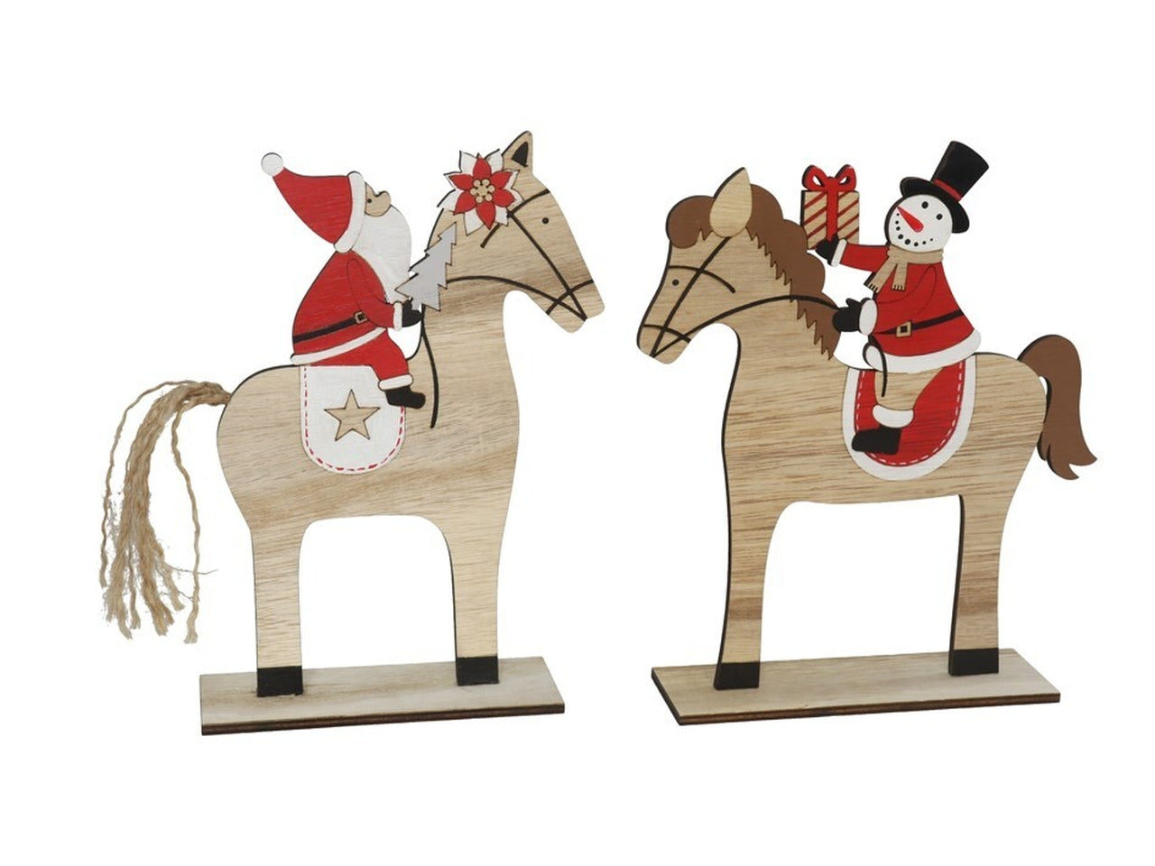 Cavallo in legno con soggetti natalizi 22,5x20cm-disponibile in 2 assortimenti