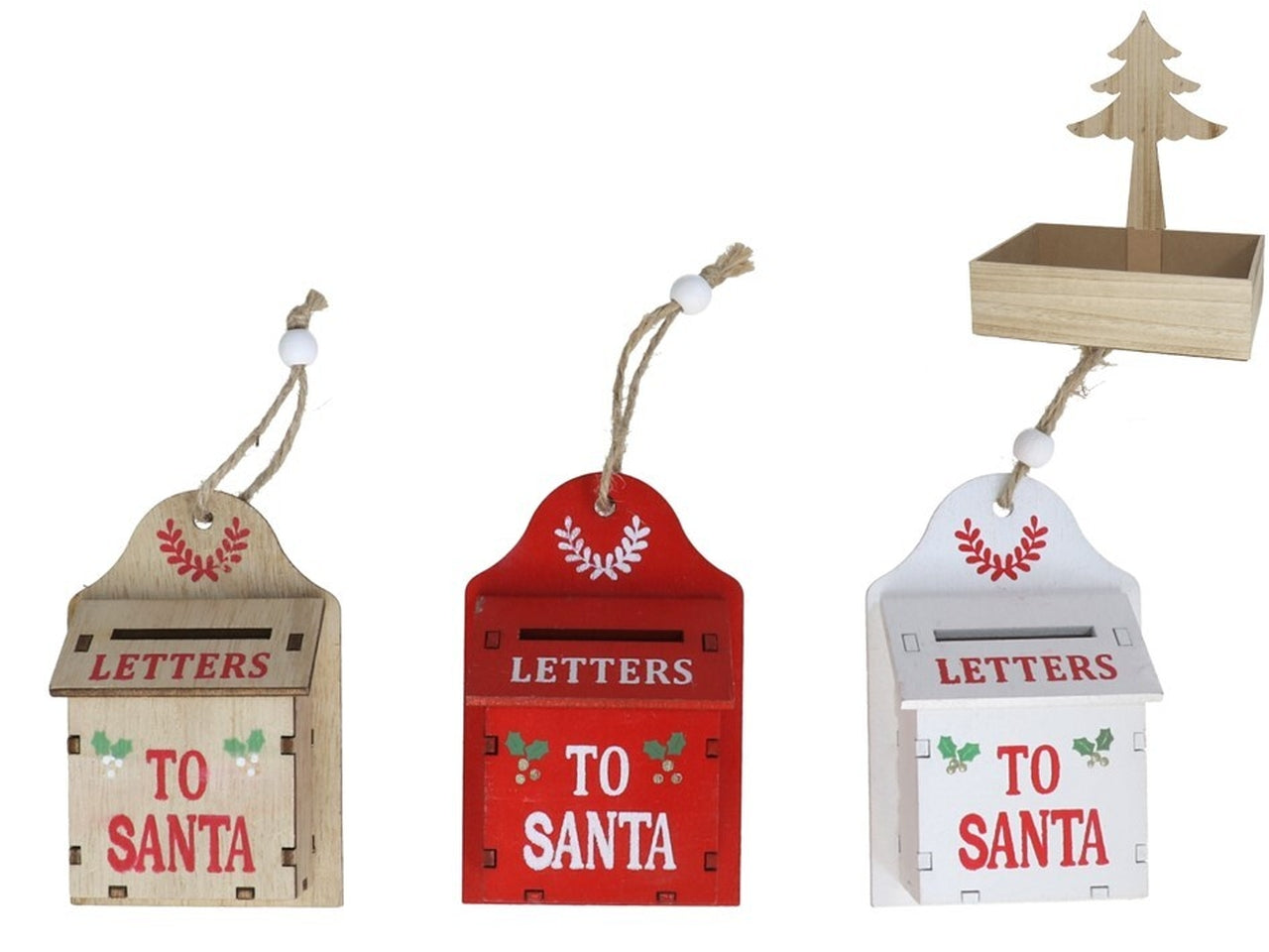 Pendente lettera  babbo natale 6,5x10cm-disponibile in 3 assortimenti