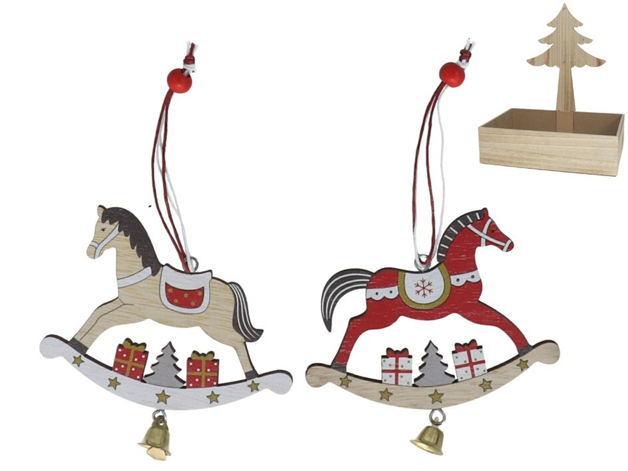 Pendente cavallo in legno 10x0,5x9,5cm-disponibile in 2 assortimenti