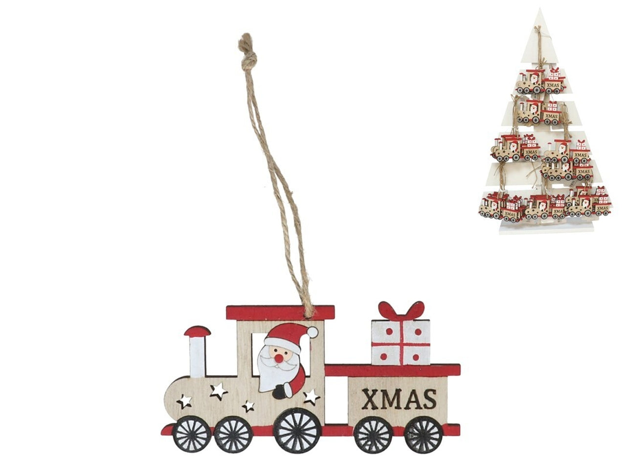 Pendente  babbo natale sul treno 6x0,5x12 cm