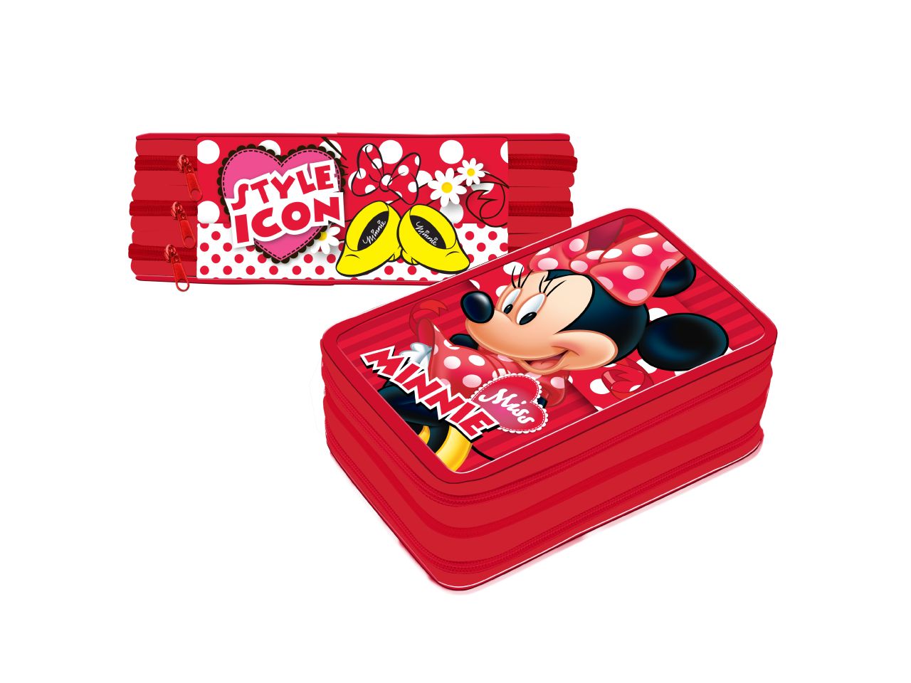 Astuccio con 3 zip minnie premium