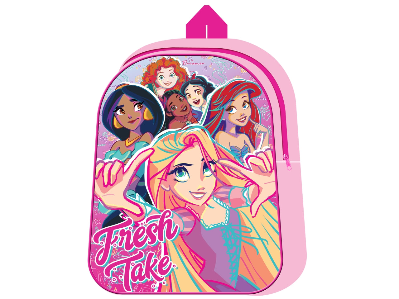 Zaino asilo Principesse per bambina in tessuto rosa 28x22x10 cm - Dimagraf