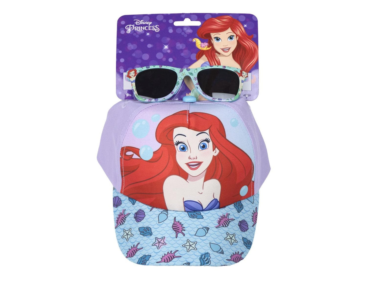 Set cappello con visiera ed occhiali da sole delle principesse