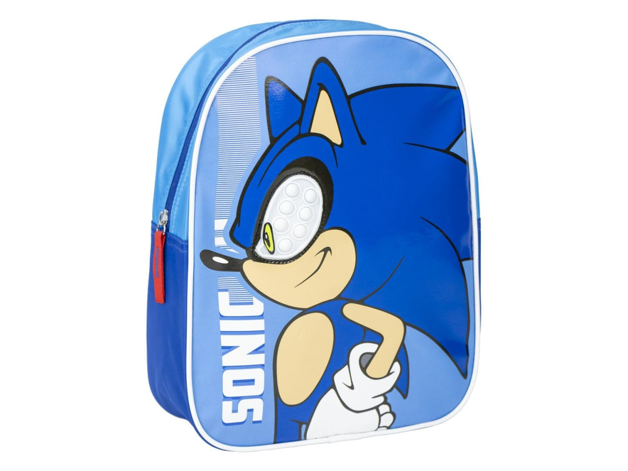 Zaino asilo Sonic per bambino in tessuto azzurro poliestere con occhi pop it  28.5x21x7 cm - Cerda
