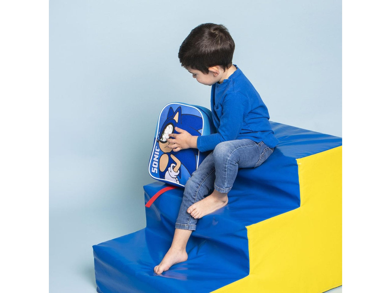 Zaino asilo Sonic per bambino in tessuto azzurro poliestere con occhi pop it  28.5x21x7 cm - Cerda