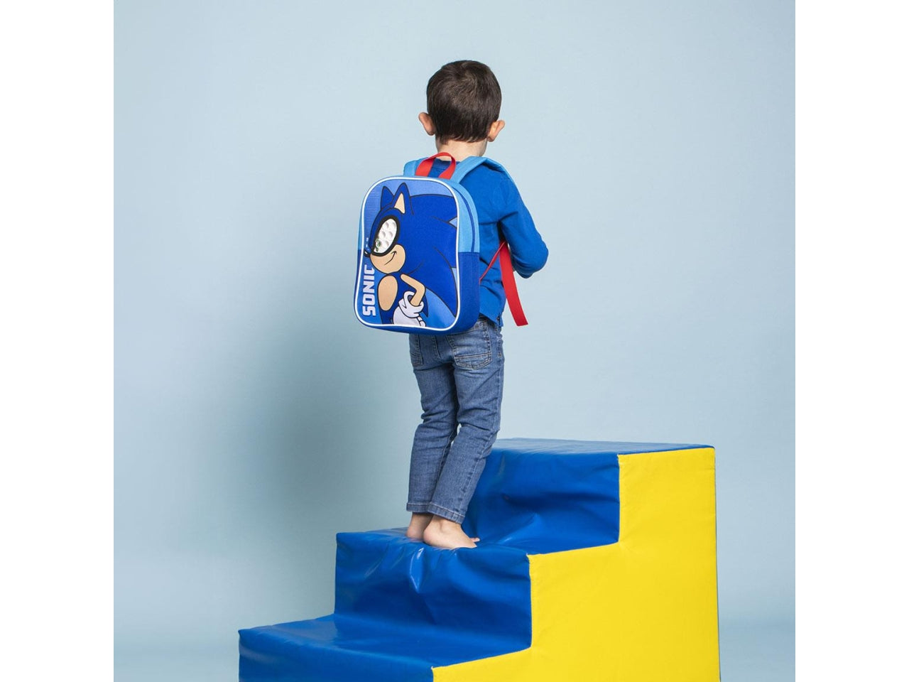 Zaino asilo Sonic per bambino in tessuto azzurro poliestere con occhi pop it  28.5x21x7 cm - Cerda